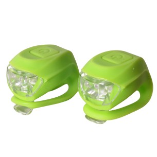 Zestaw lampek rowerowych SILICON LED, BN92325G, kolor zielone