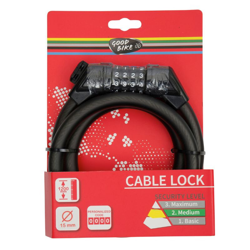 Zapięcie rowerowe na szyfr PREMIUM, 15x1200 mm