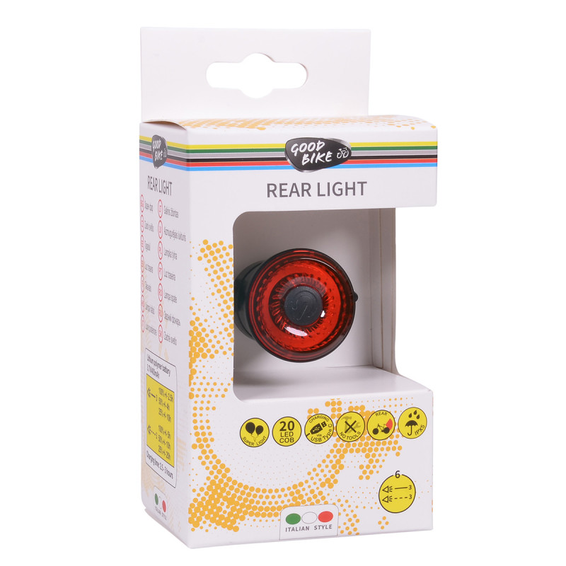 Okrągła mała i mocna lampka rowerowa dla graveli i rowerów szosowych. Pasek montażowy lampki na sztycę podsiodłową. BN94328