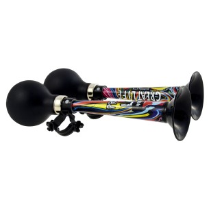 trąbka rowerowa na kierownicę, czarna z kolorowym motywem graffiti, BN88929