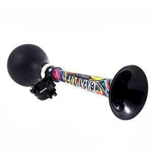 trąbka rowerowa na kierownicę, czarna z kolorowym motywem graffiti, BN88929