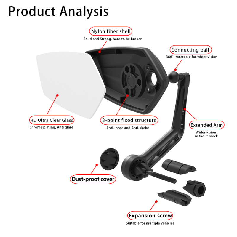 Lusterko rowerowe wsteczne RM-12E EASYDO, lewe