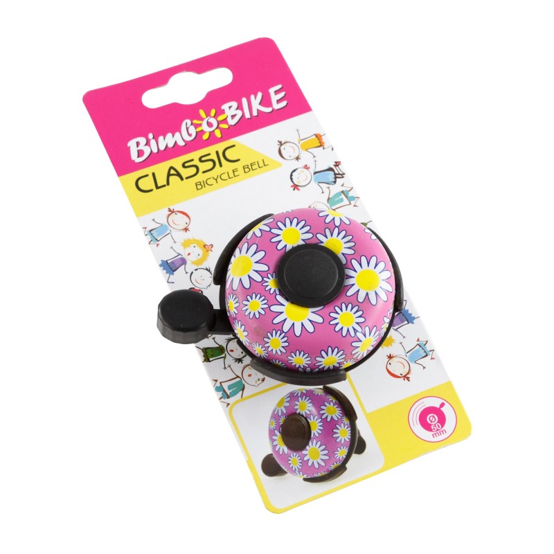 dzwonek rowerowy dziecięcy, metalowy, w kwiaty, BN90915, opakowanie