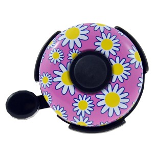 dzwonek rowerowy dziecięcy, metalowy, w kwiaty, BN90915