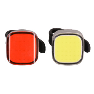 Zestaw lampek rowerowych, LI-ION COB, akumulator USB