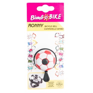 dzwonek rowerowy dziecięcy w kolorach piłki nożnej biało-czerwony, BN90912R, opakowanie