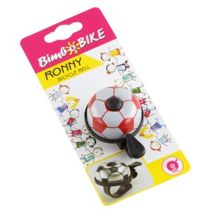 dzwonek rowerowy dziecięcy w kolorach piłki nożnej biało-czerwony, BN90912R