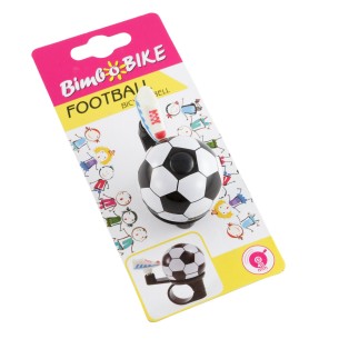 dzwonek rowerowy dziecięcy w kształcie i kolorach piłki nożnej biało-czarny, BN90917, opakowanie
