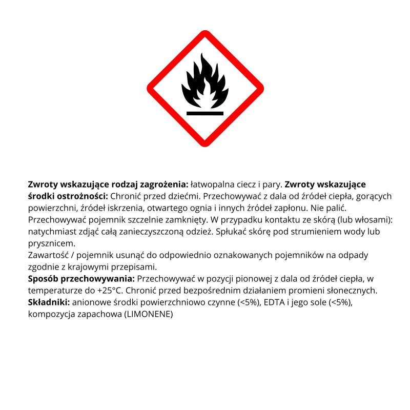 Płyn do spryskiwaczy, 4 litry, gotowy, zimowy, do -17 stopni Celciusza, karta produktu chemicznego