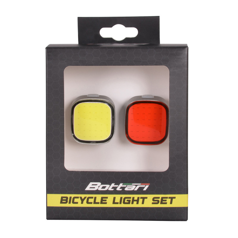 Zestaw lampek rowerowych, LI-ION COB, akumulator USB