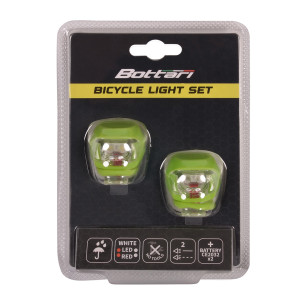 Zestaw lampek rowerowych SILICON LED, BN92325G, kolor zielone