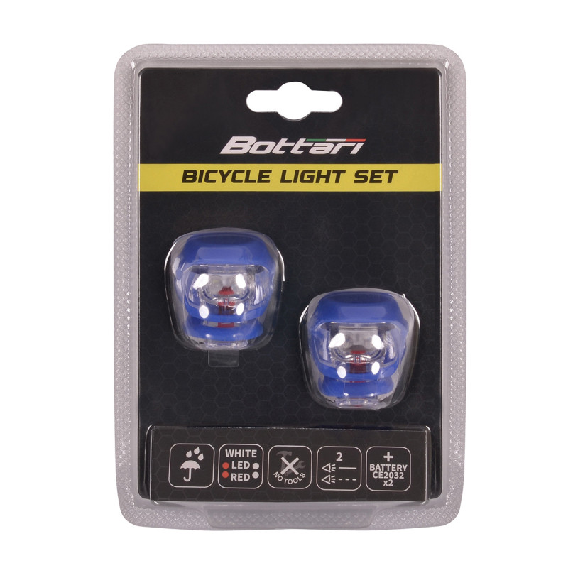 Zestaw lampek rowerowych SILICON LED, BN92325B, kolor niebieskie