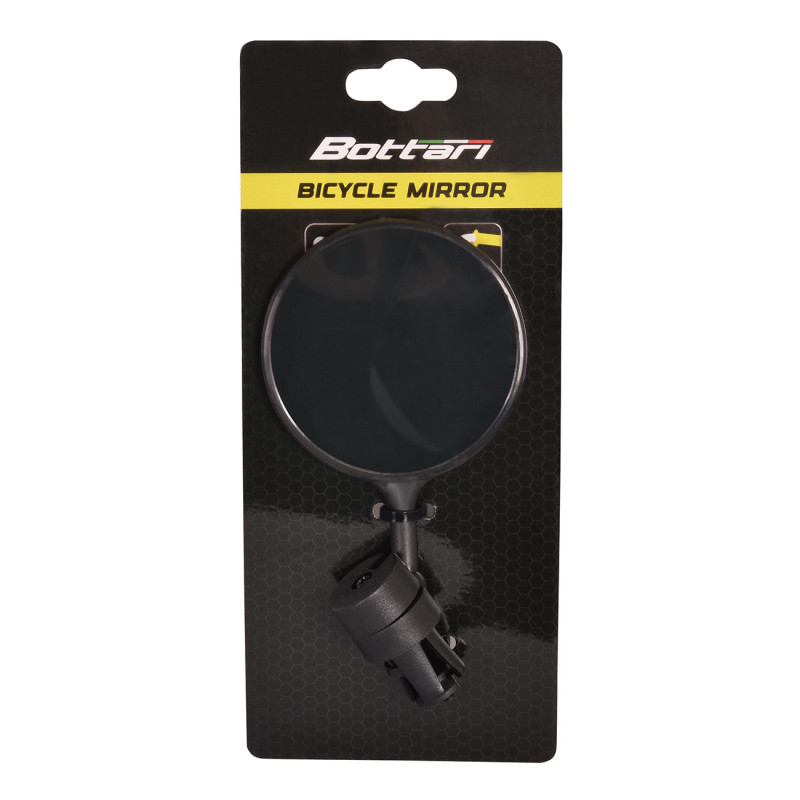 Lusterko rowerowe DOT, okrągłe, lewe, czarne, lusterko montowane w kierownicy