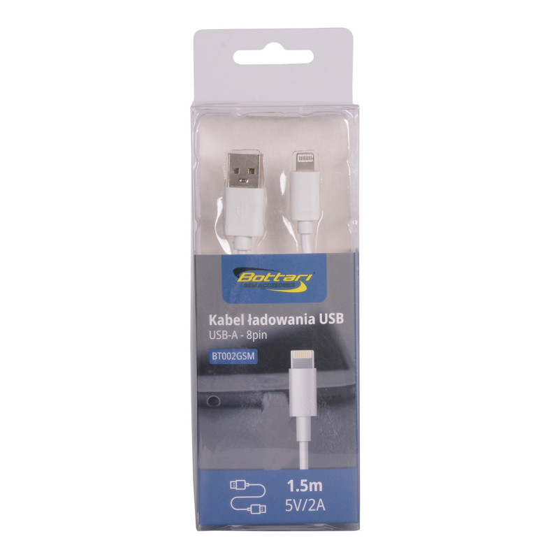 Kabel ładowania USB-A 8 PIN 5V/2A, 150 cm