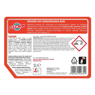 Środek do udrażniania rur 1l FULCRON, etykieta, sposób użycia