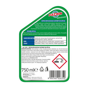 Odtłuszczacz gotowy do użycia 750ml FULCRON, etykieta ze sposobem użycia