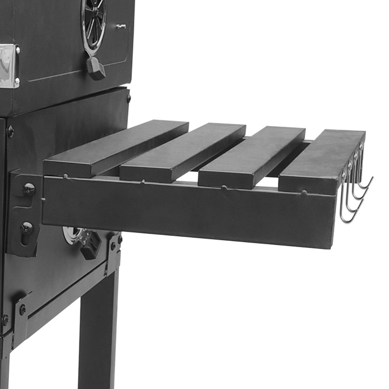 Grill węglowy prostokątny VULCANO PREMIUM z kominkiem XL, półka na akcesoria