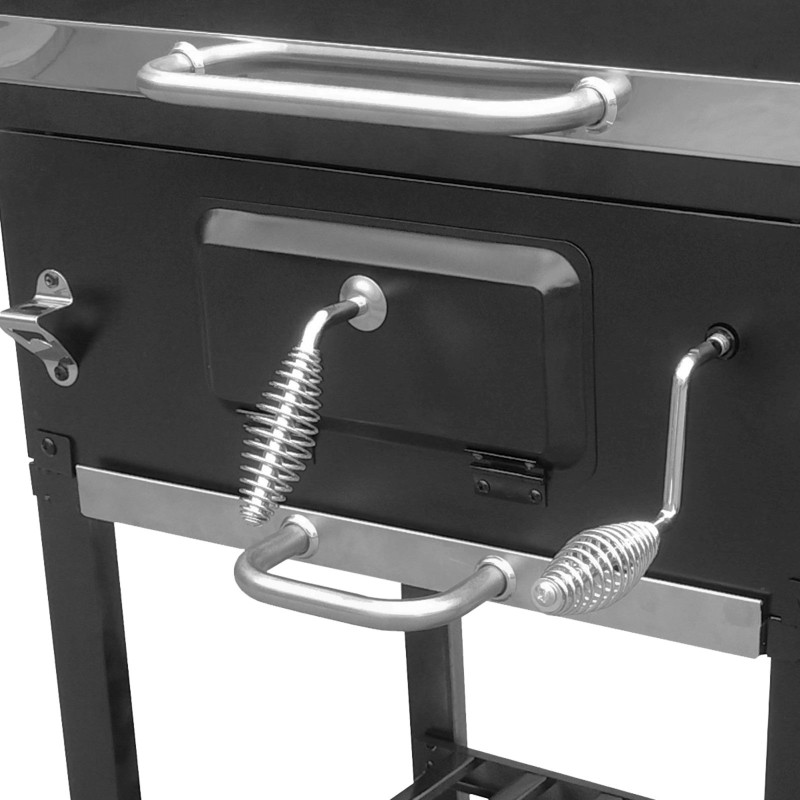 Grill węglowy prostokątny VULCANO PREMIUM z kominkiem XL. uchwyty i regulacja wysokości rusztu