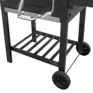 Grill węglowy prostokątny VULCANO PREMIUM z kominkiem XL, dolna półka na akcesoria