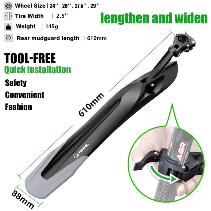 Błotnik rowerowy tylny RBRL RL-910R+