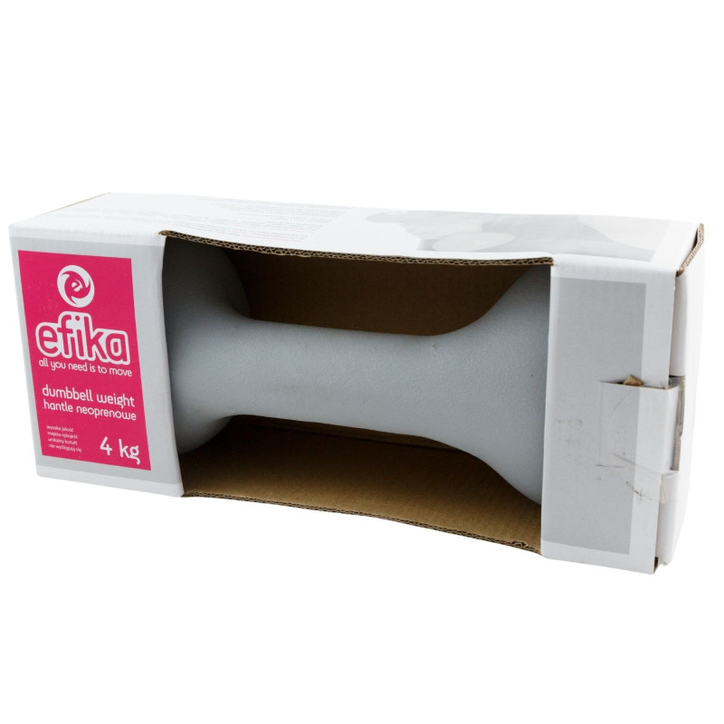 Hantel neoprenowy, szary, 4 kg, opakowanie przód