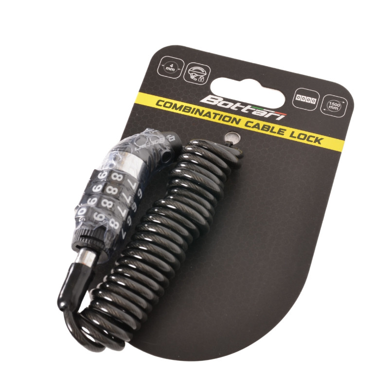 Zapięcie z zamkiem na szyfr 4 x 1500 mm, do roweru, kasku, hulajnogi