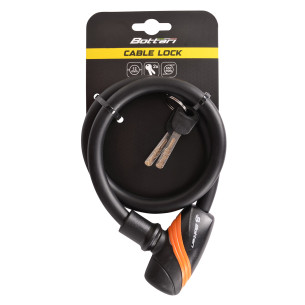 Zapięcie rowerowe na klucz KEEPER, 12x650mm, czarno-pomarańczowe