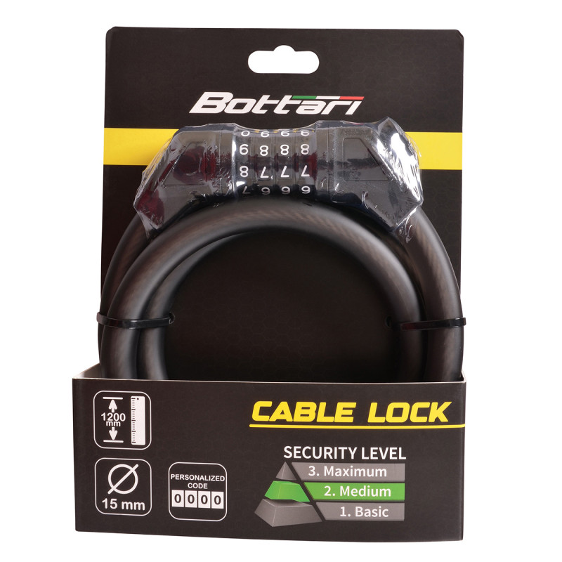 Zapięcie rowerowe na szyfr PREMIUM, 15x1200 mm
