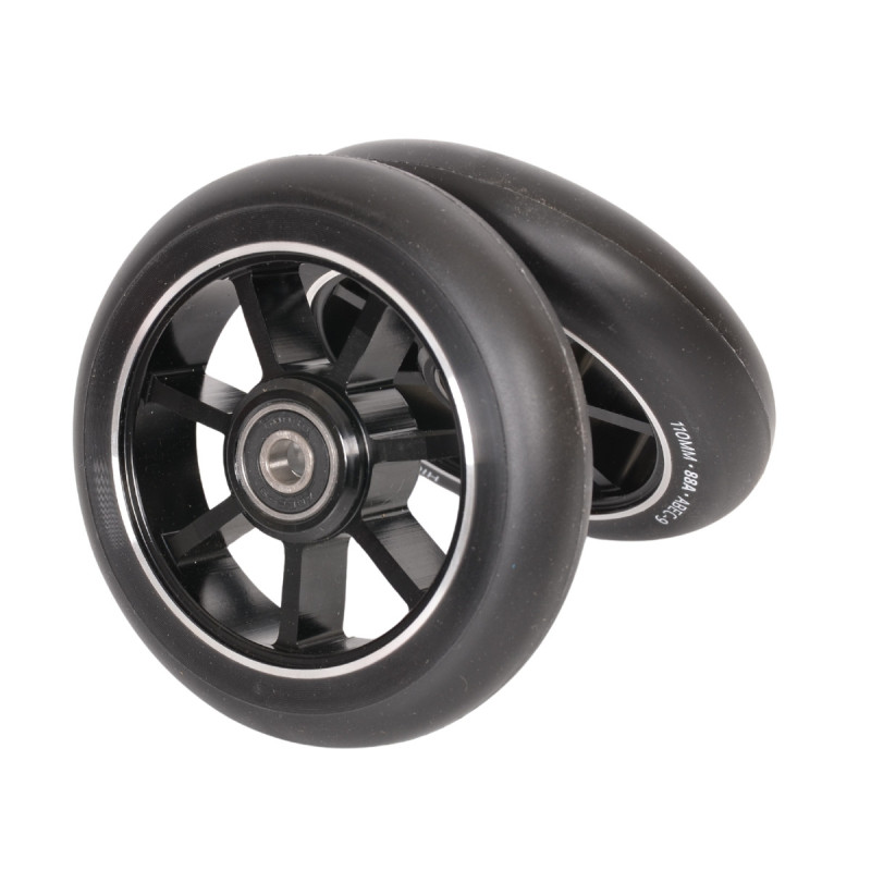 Komplet kół do hulajnogi, aluminiowe, 110mm, ABEC-9, czarne
