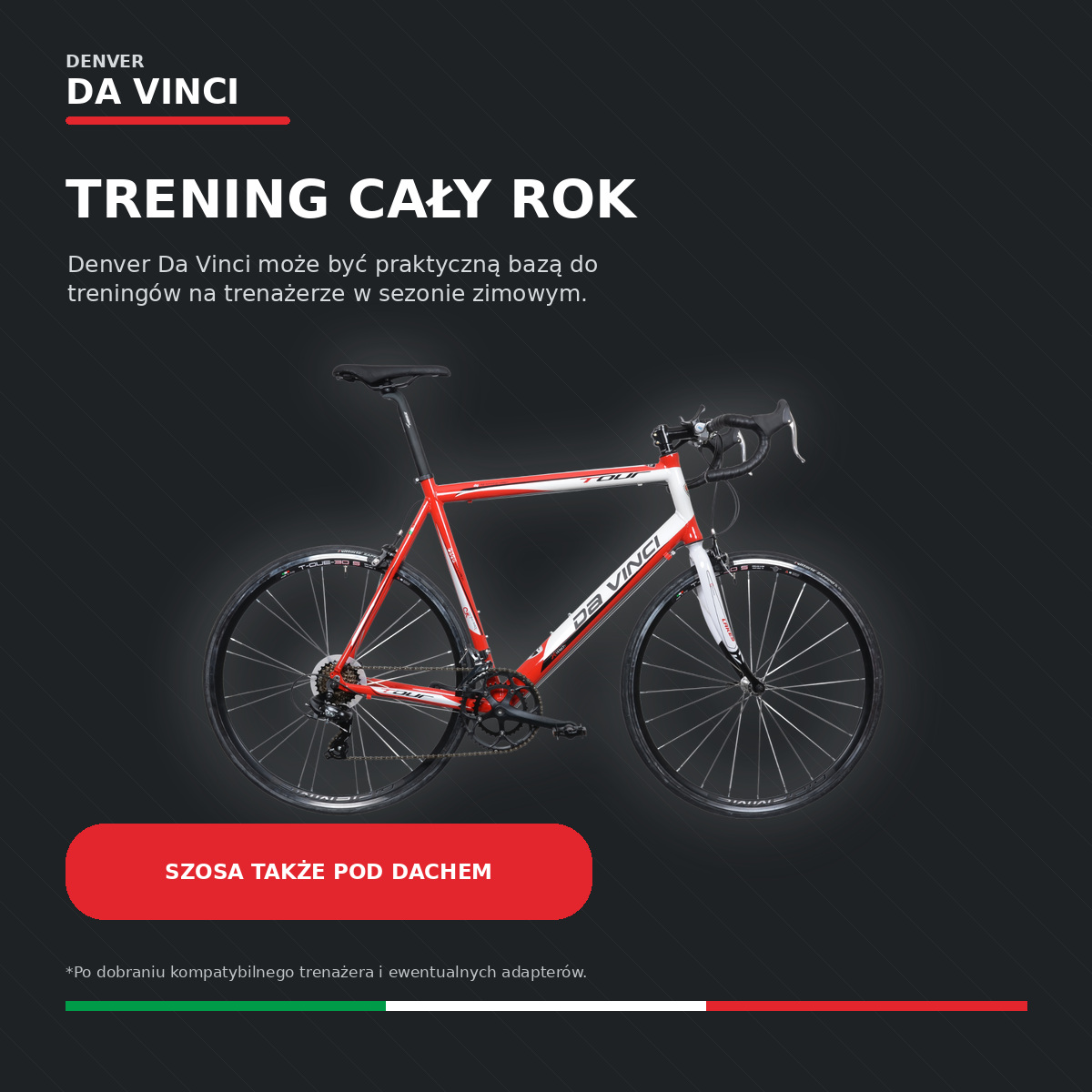 Rower szosowy Denver Da Vinci do zimowych treningów na kompatybilnym trenażerze