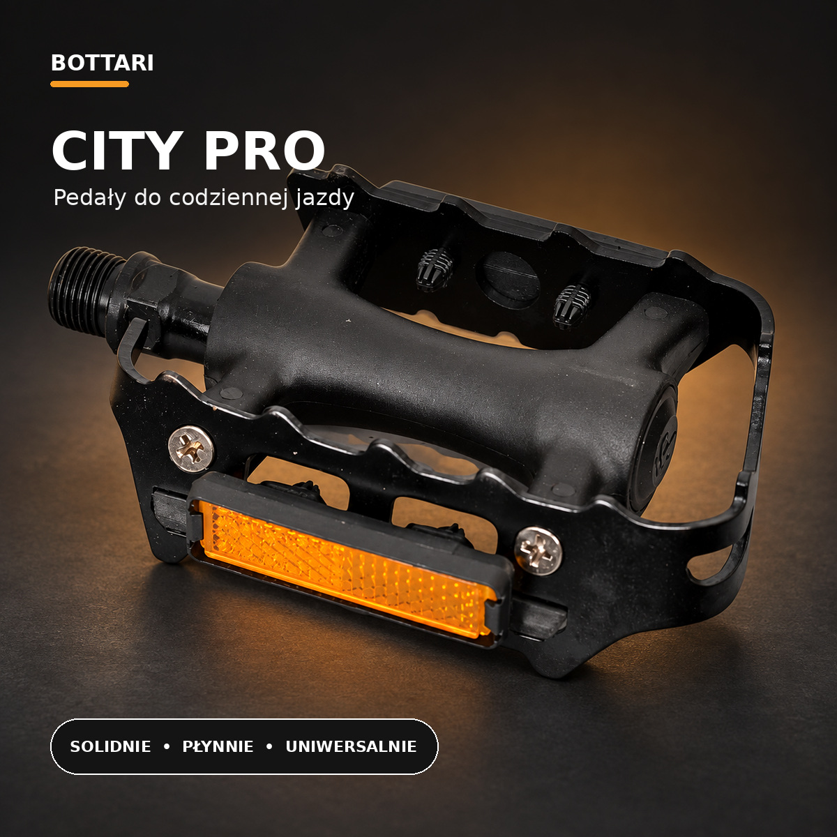 Czarne pedały rowerowe Bottari City Pro – zdjęcie produktowe