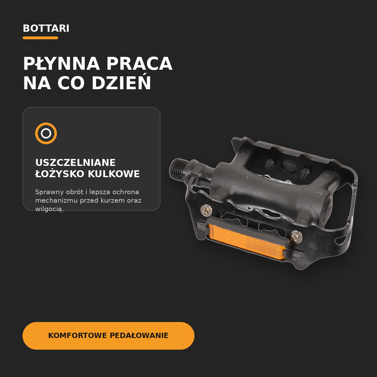 Uszczelniane łożysko kulkowe w pedałach rowerowych Bottari City Pro